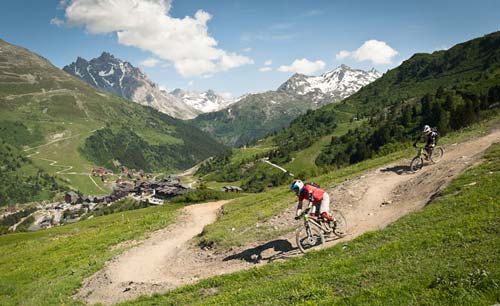 Mountain biking in Meribel in the French Alps