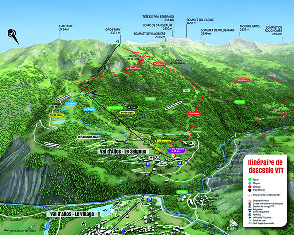 The Val d’Allos – Le Seignus mountain bike trail map small