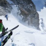 Extreme couloir skiing in La Grave