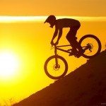 Mountain biking at sunset