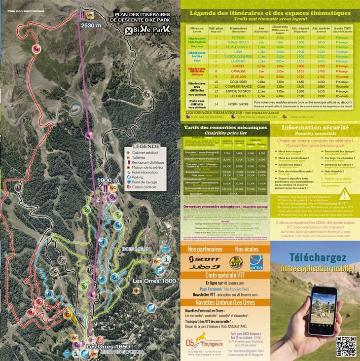 Les Orres MTB Trail Map - Medium
