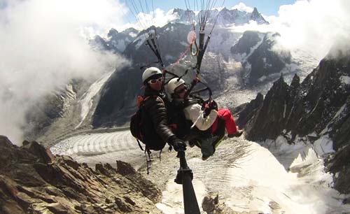 Winter paragliding in Chamonix
