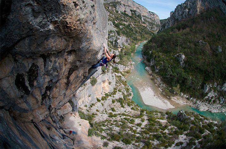 Nina Caprez rock climbing in the Gorges du Verdon