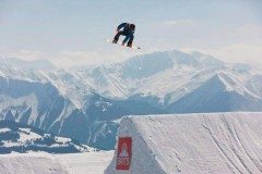 Freestyle snowboarder at The Brits 2013 in Tignes