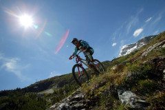 Downhill mountain biking in val d'Isere, French Alps
