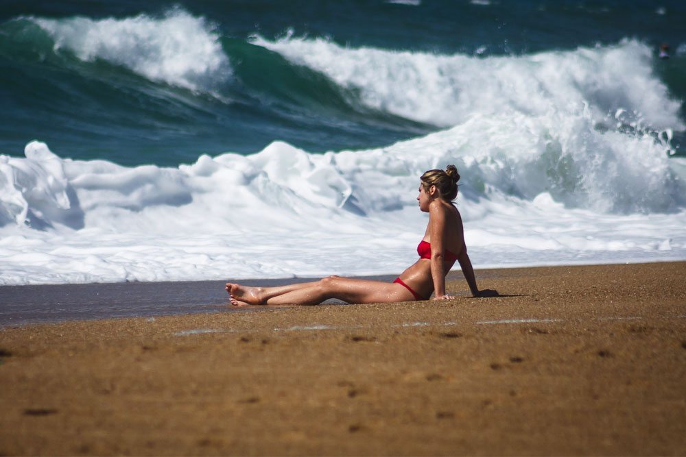 Girl sunbathing in Hossegor