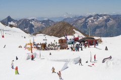 Summer glacier snowboarding in Les Deux Alpes, France