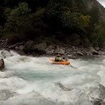 Kayaking on the Bachelard river in the Ubaye Valley, France