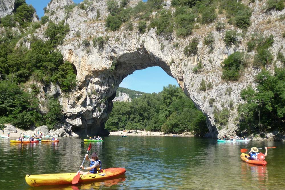 Kayaking under the Pont d'Arc in the Ardèche