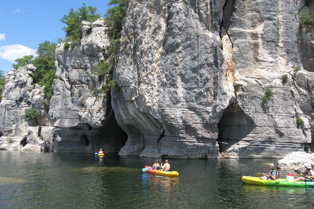Canoeing on the beautiful Chassezac river in the Ardèche