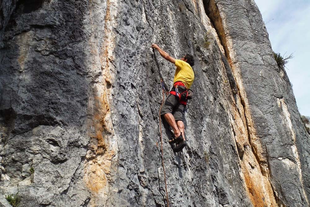 Rock climbing near Vallon Pont d'Arc in the Ardèche