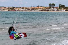 Kitesurfer gets airborne in Cap d'Agde, France