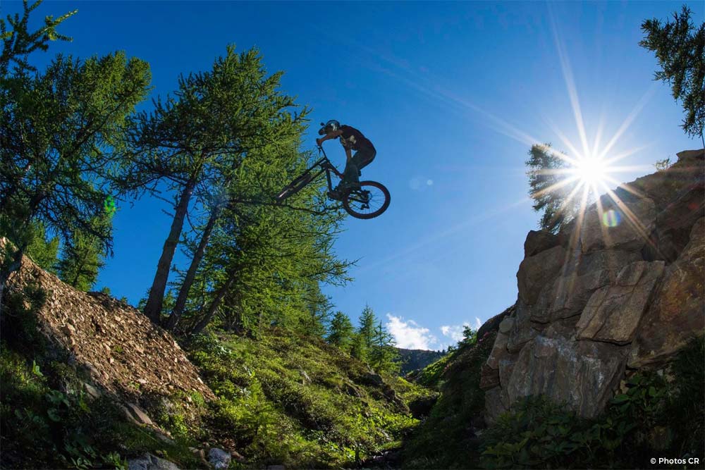 Amaury Magnin hits a gap jump at the Isola 2000 bike park