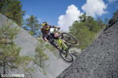 Mountain biker straying from the trail in Valberg