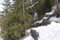 Skier performs backflip off-piste in Megève