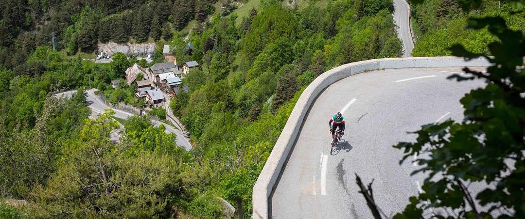 Bend number 9 of 21 on the Alpe d'Huez cycle climb