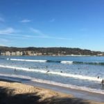 Surfing on a sunny December day in Hendaye