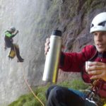 Part-way down the C150 during a canyoning descent of Le Ruzand