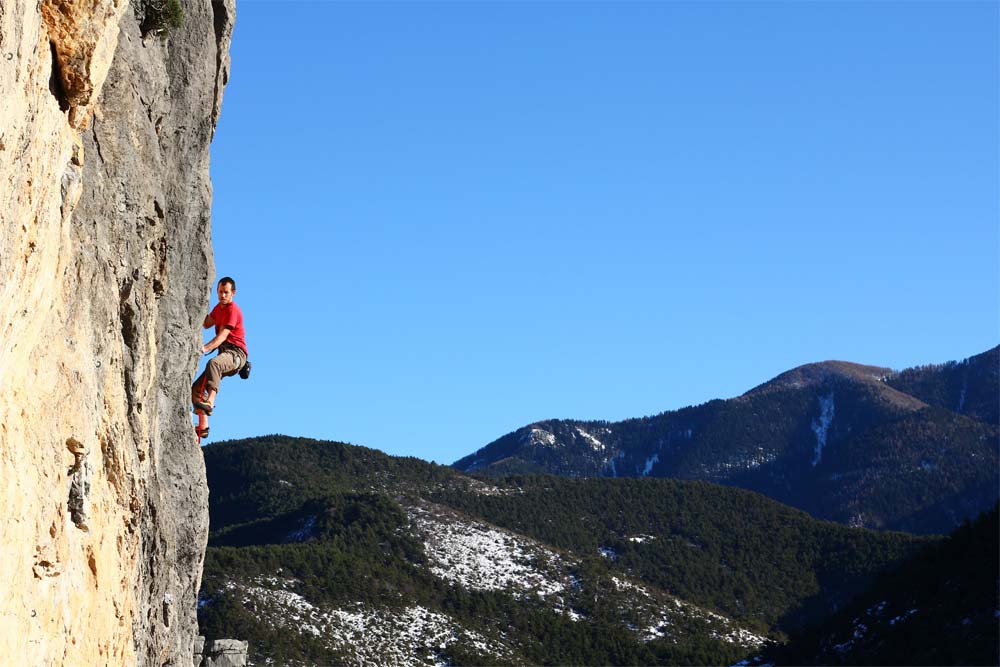 Rock climbing at La Brigue in the Mercantour National Park