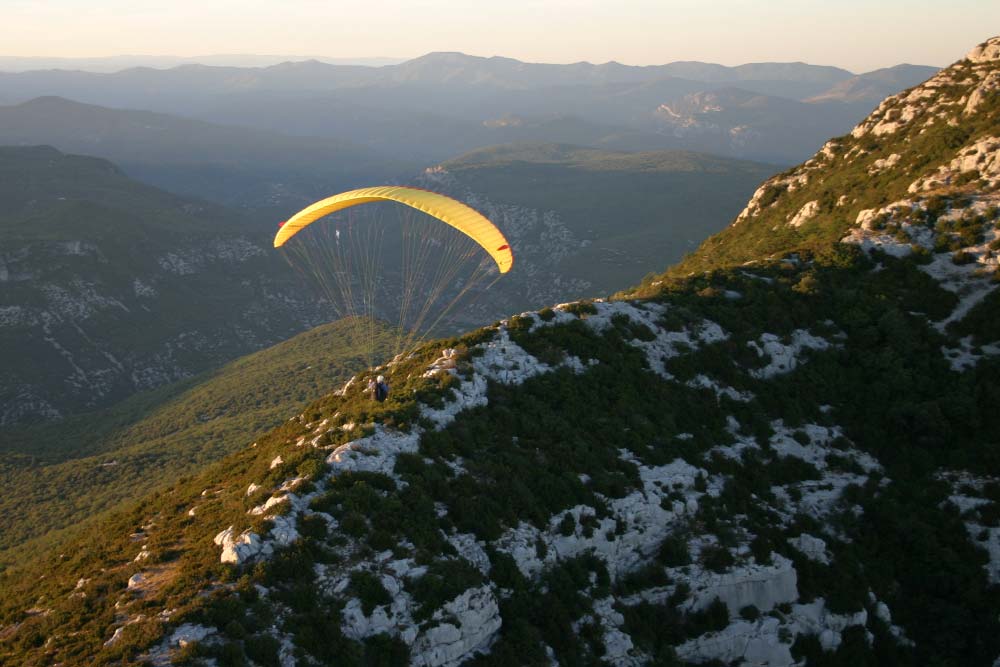 Paragliding at La Séranne in the Cévennes National Park