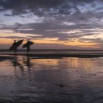 Surfing at la Barre d'Etel, Brittany