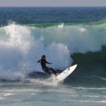 Surfing at les Blanc Sablons, Brittany