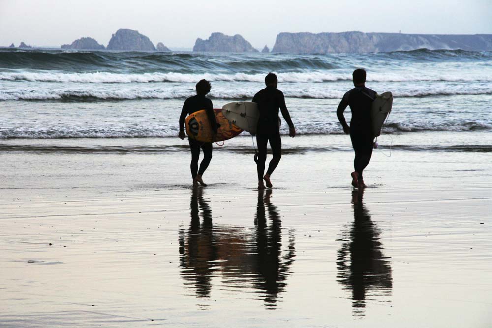 Surfing at La Mauvaise Grève, Brittany