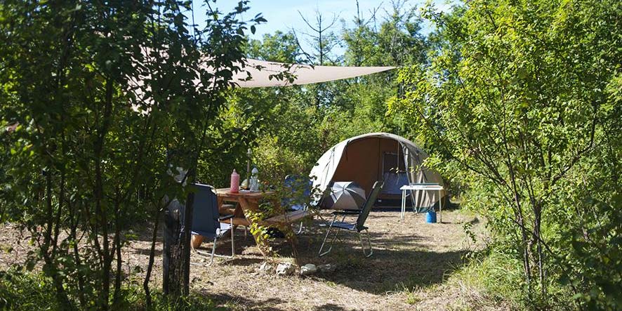 Tent Pitch at the Huttopia Lanmary campsite