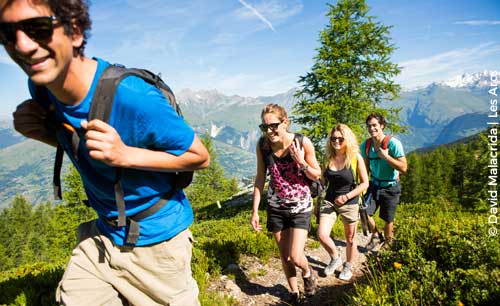 Group of young people hiking in France