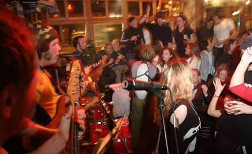 Revellers enjoy Chamonix' vibrant après-ski scene
