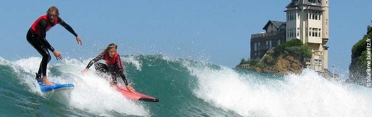 Surfing at la grande plage, Biarritz