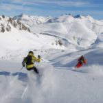 Off-piste skiing on the Grand Sablat glacier in Alpe d'Huez