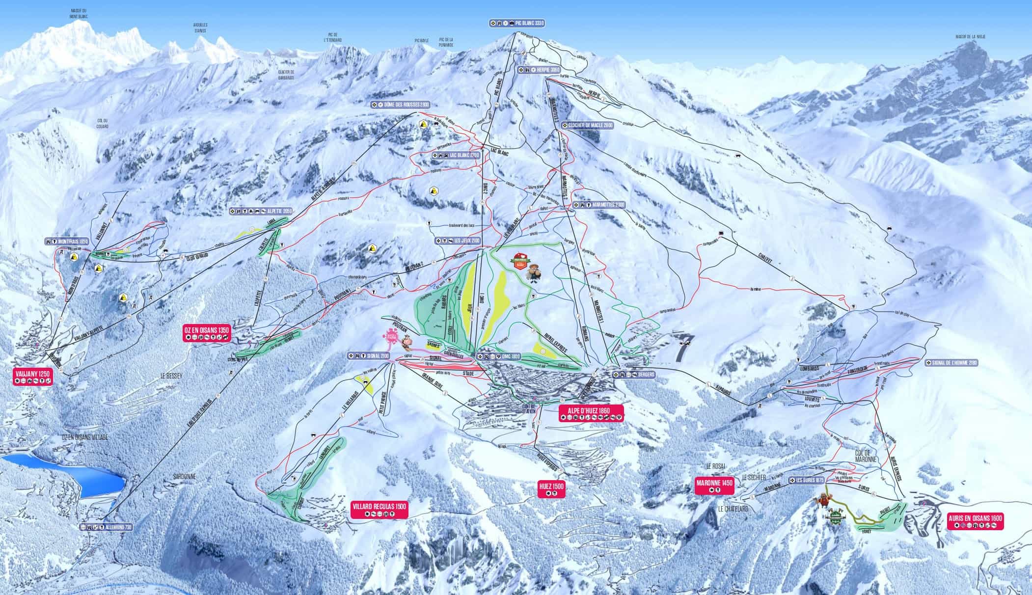 Alpe d'Huez Skiing Piste Map