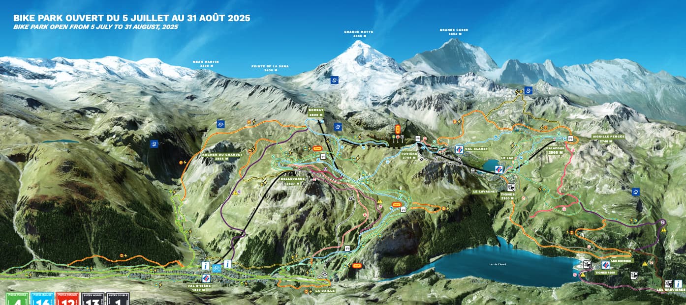 Tignes bike park trail map