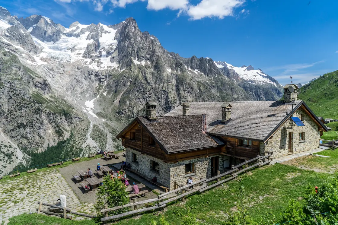 Rifugio Bonatti — arguably the finest view on the entire TMB