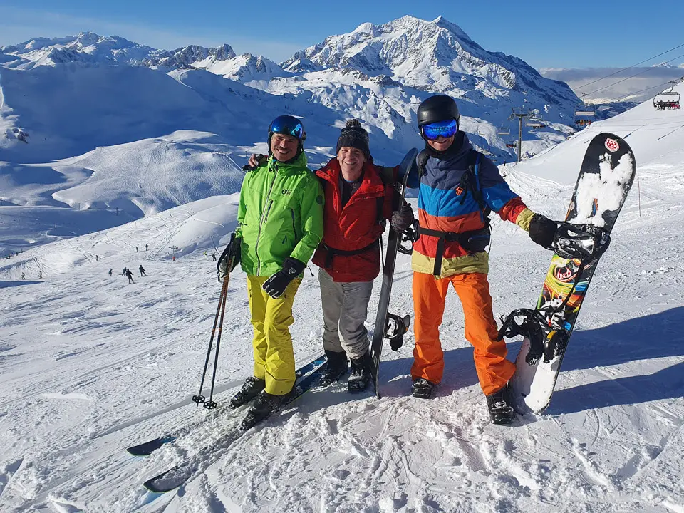 Tim, Daniel and Simon skiing together in Tignes