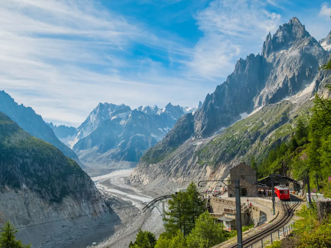 The Mer de Glace glacier seen from Montenvers, Chamonix