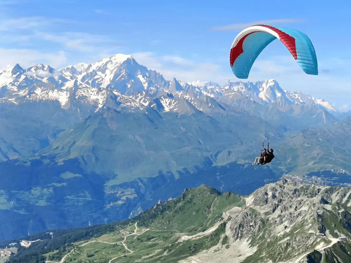 Summer paragliding over Peisey-Vallandry in the Tarantaise