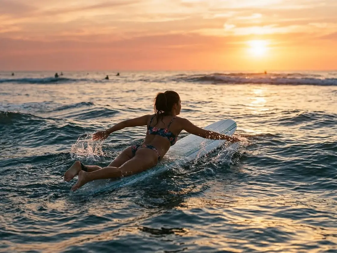 Surfer girl on France's southwest Atlantic coast