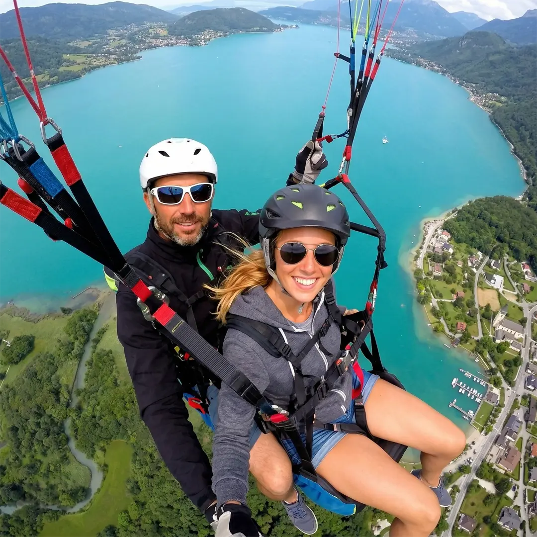 Tandem Paragliding Flight over Annecy Lake