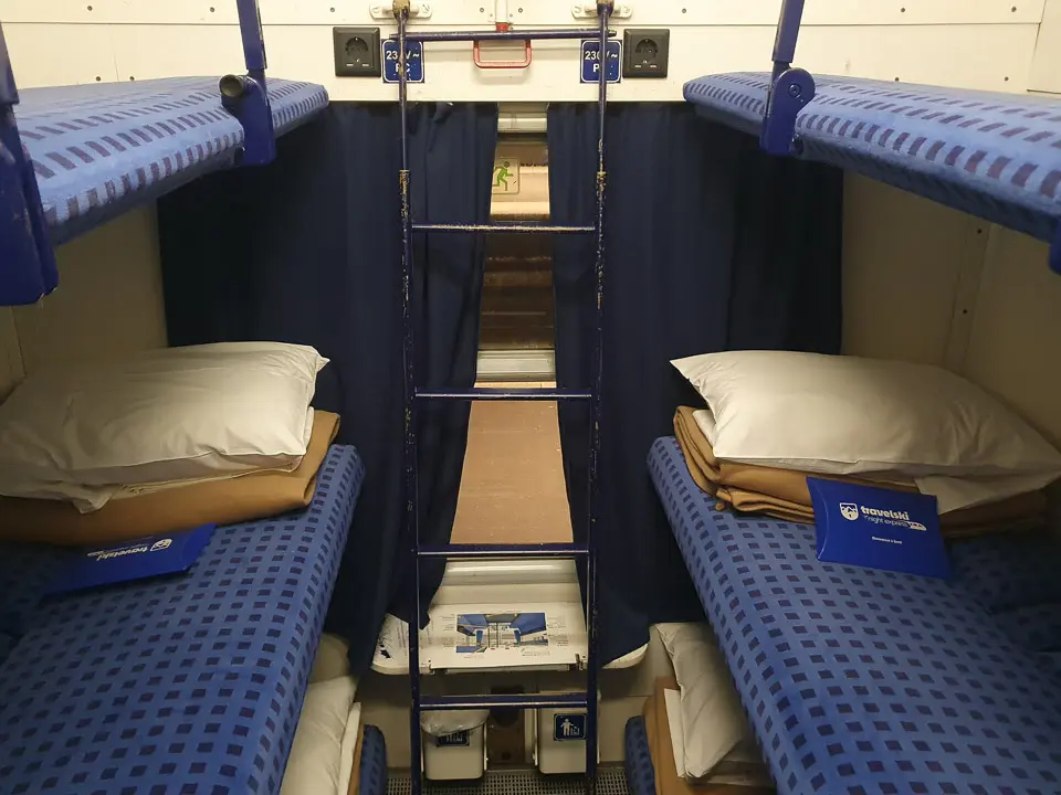 TNE couchette bunk with pillow sheets and welcome pack