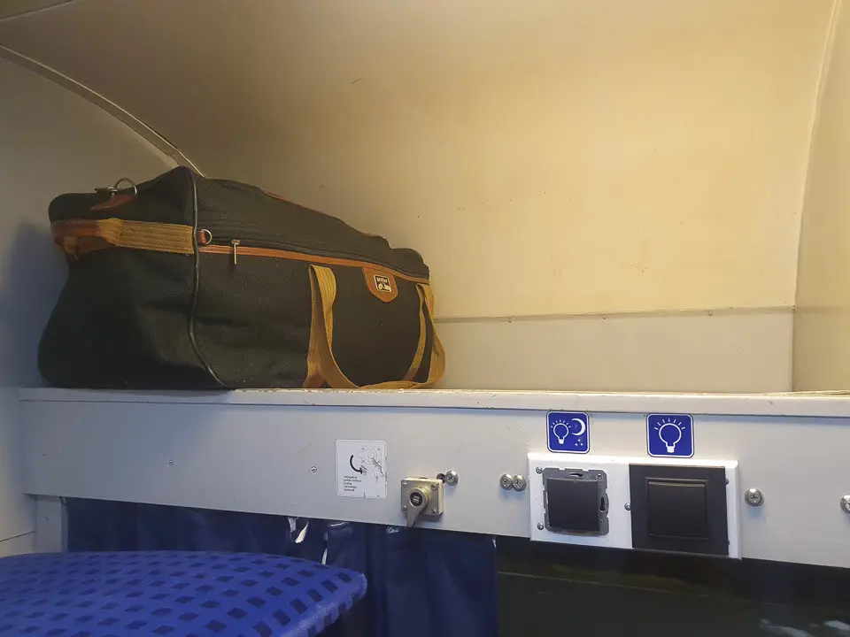 Inside the Travelski Night Express couchette compartment