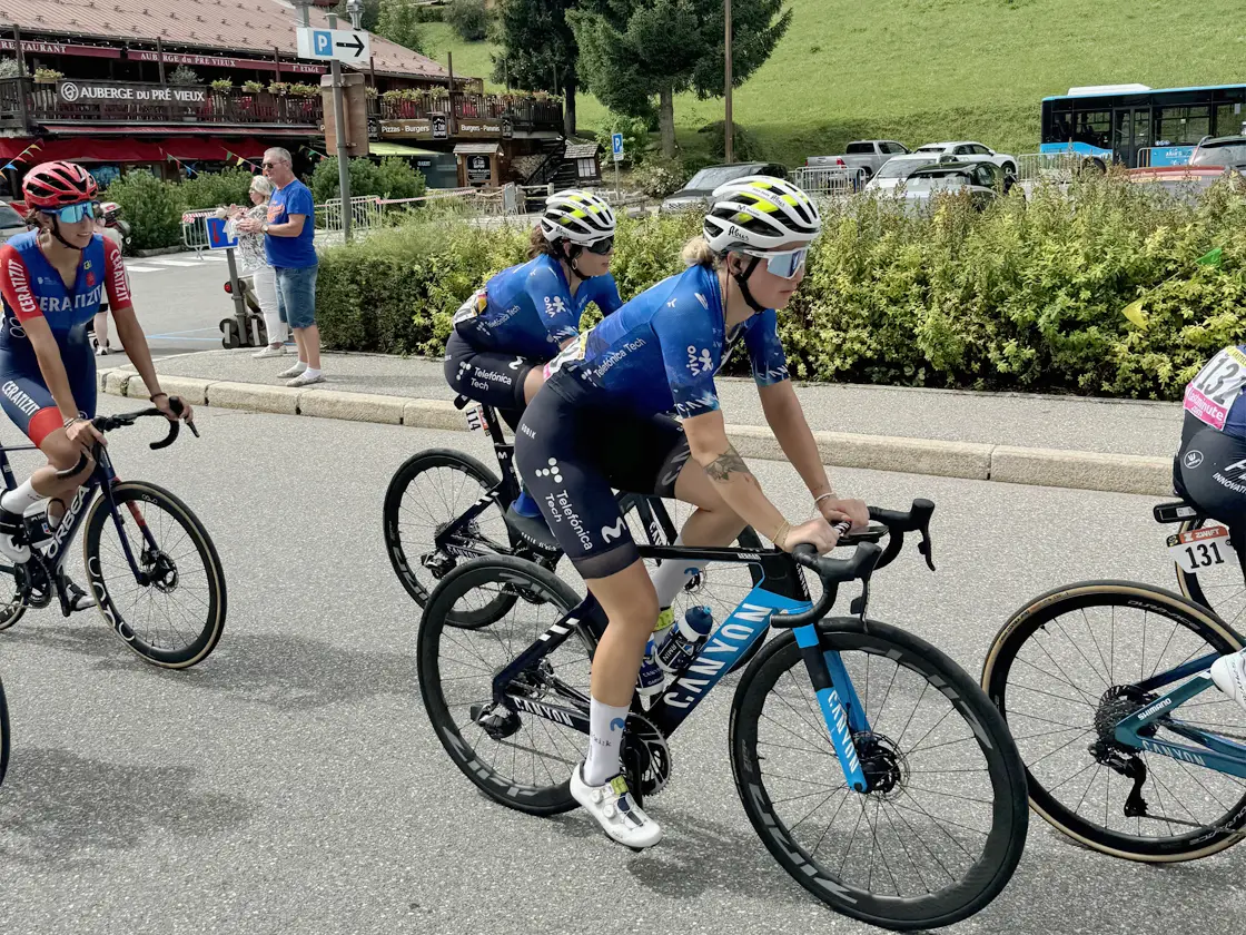 Road cyclist on the Col de la Colombière in the Aravis
